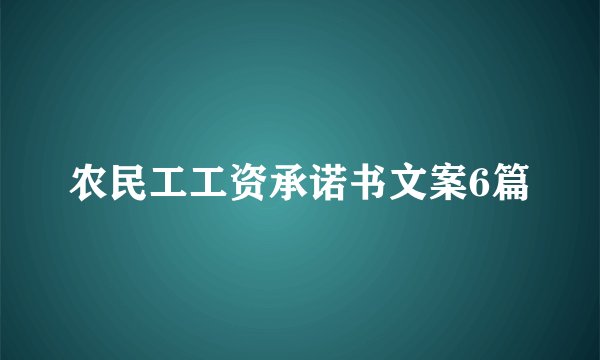 农民工工资承诺书文案6篇