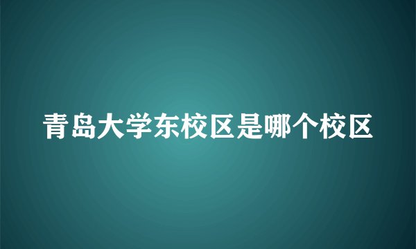 青岛大学东校区是哪个校区