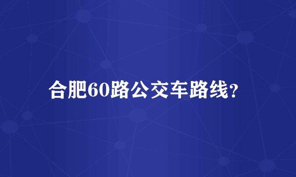合肥60路公交车路线?