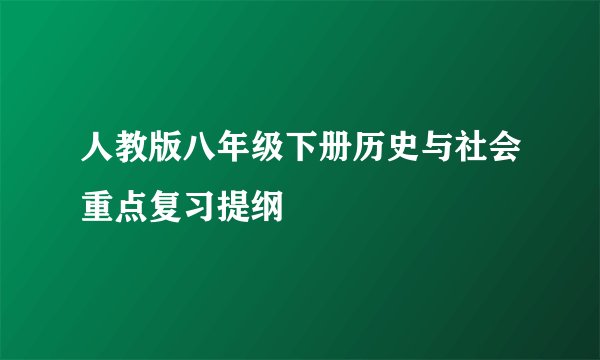人教版八年级下册历史与社会重点复习提纲