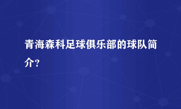 青海森科足球俱乐部的球队简介？