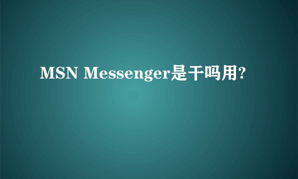 MSN Messenger是干吗用?