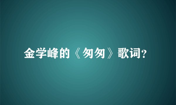 金学峰的《匆匆》歌词？