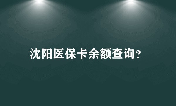 沈阳医保卡余额查询？