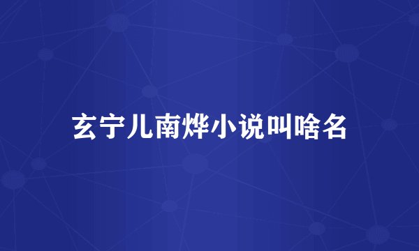 玄宁儿南烨小说叫啥名