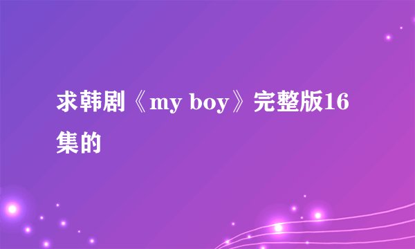 求韩剧《my boy》完整版16集的