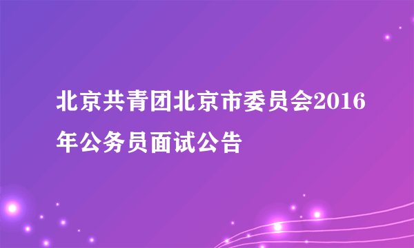 北京共青团北京市委员会2016年公务员面试公告