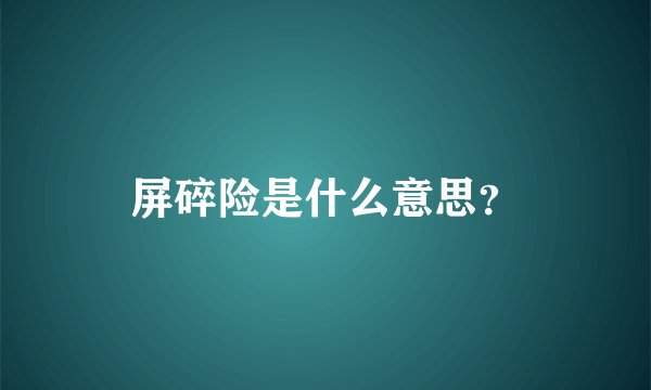 屏碎险是什么意思？