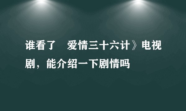 谁看了巜爱情三十六计》电视剧，能介绍一下剧情吗