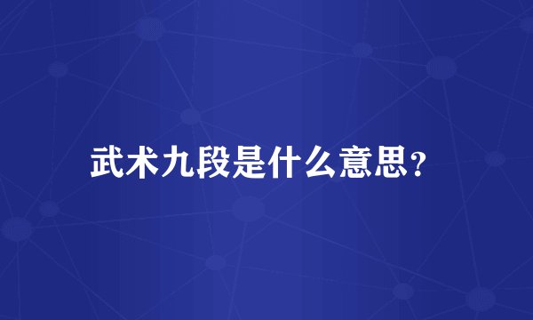 武术九段是什么意思？