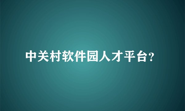 中关村软件园人才平台？