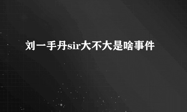 刘一手丹sir大不大是啥事件
