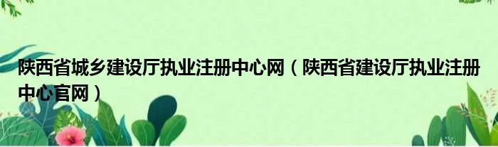 陕西省城乡建设厅执业注册中心网（陕西省建设厅执业注册中心官网）