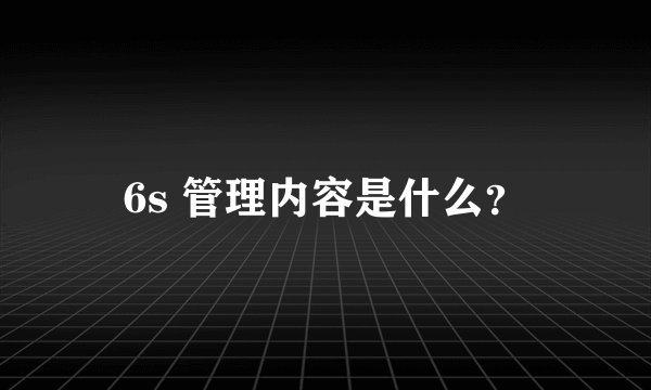 6s 管理内容是什么？