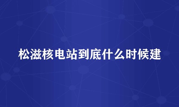 松滋核电站到底什么时候建