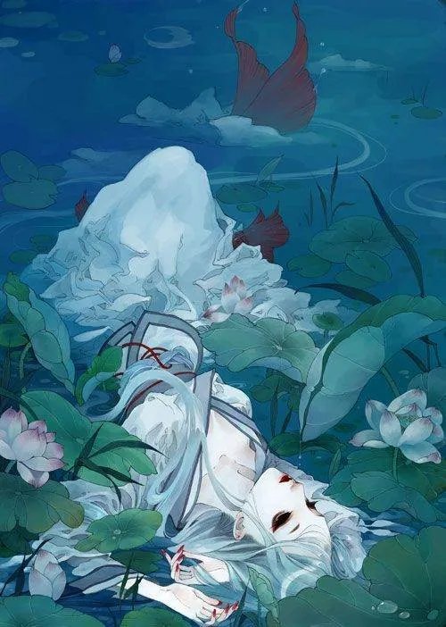 漂亮的红尾美人鱼，或者红鲤鱼图，最好是动漫图