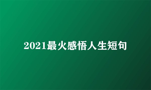 2021最火感悟人生短句