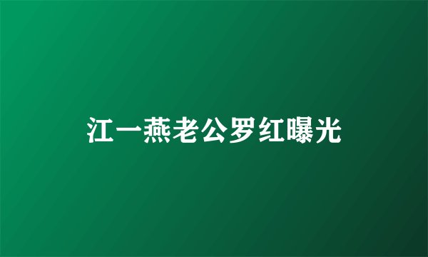 江一燕老公罗红曝光
