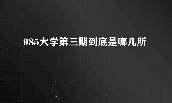 985大学第三期到底是哪几所