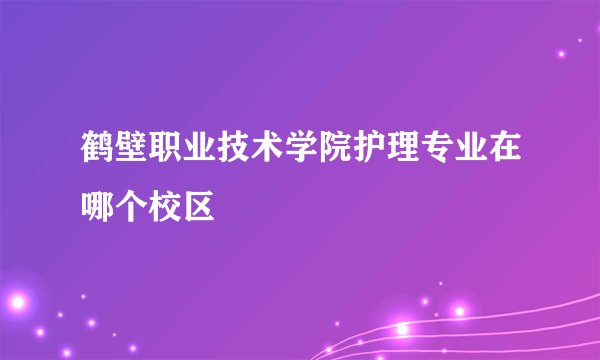 鹤壁职业技术学院护理专业在哪个校区