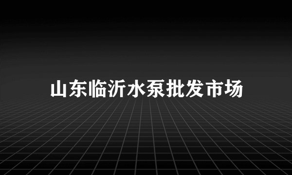 山东临沂水泵批发市场
