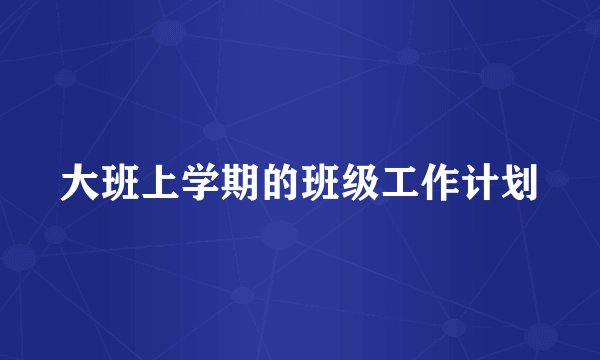 大班上学期的班级工作计划