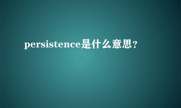 persistence是什么意思?