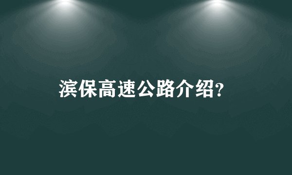 滨保高速公路介绍？