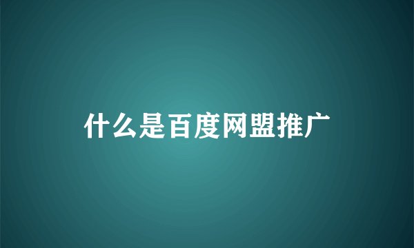 什么是百度网盟推广