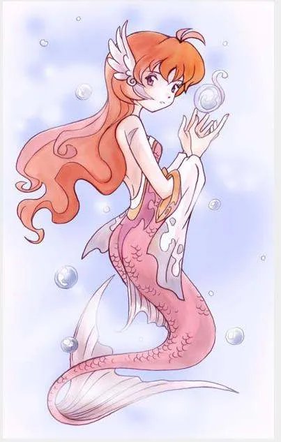 漂亮的红尾美人鱼，或者红鲤鱼图，最好是动漫图