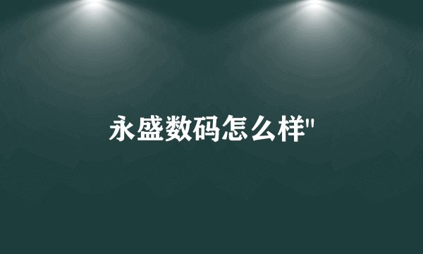 永盛数码怎么样