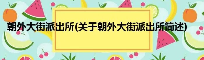朝外大街派出所(关于朝外大街派出所简述)