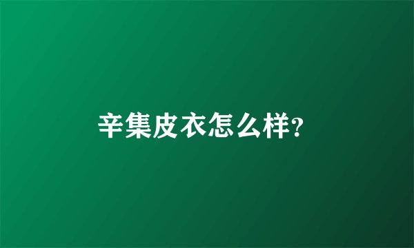 辛集皮衣怎么样?