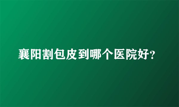 襄阳割包皮到哪个医院好？