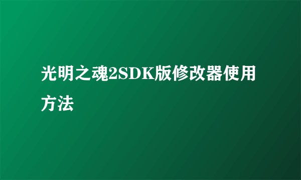 光明之魂2SDK版修改器使用方法