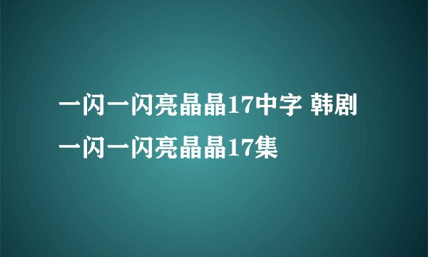 一闪一闪亮晶晶17中字 韩剧一闪一闪亮晶晶17集