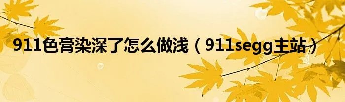 911色膏染深了怎么做浅（911segg主站）