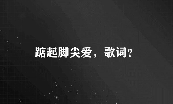 踮起脚尖爱，歌词？