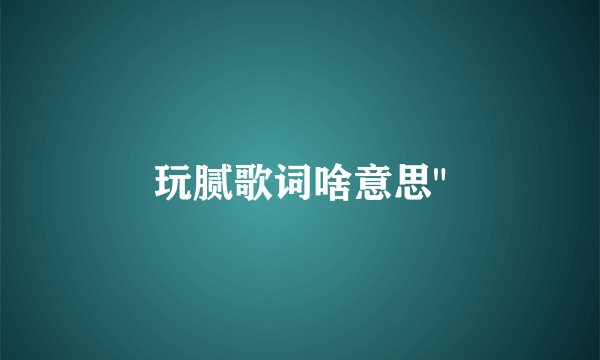 玩腻歌词啥意思