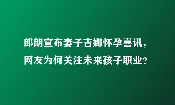 郎朗宣布妻子吉娜怀孕喜讯，网友为何关注未来孩子职业？