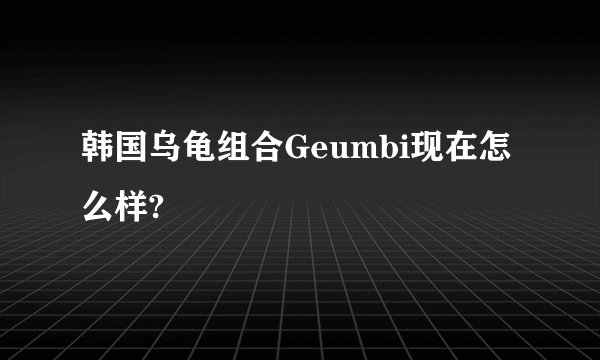 韩国乌龟组合Geumbi现在怎么样?