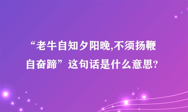 “老牛自知夕阳晚,不须扬鞭自奋蹄”这句话是什么意思?