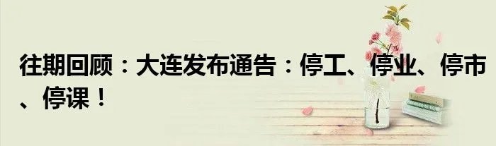 往期回顾：大连发布通告：停工、停业、停市、停课！