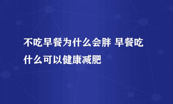 不吃早餐为什么会胖 早餐吃什么可以健康减肥