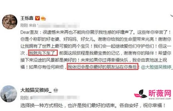 王栎鑫宣布离婚:我先下车了 王栎鑫离婚原因曝光