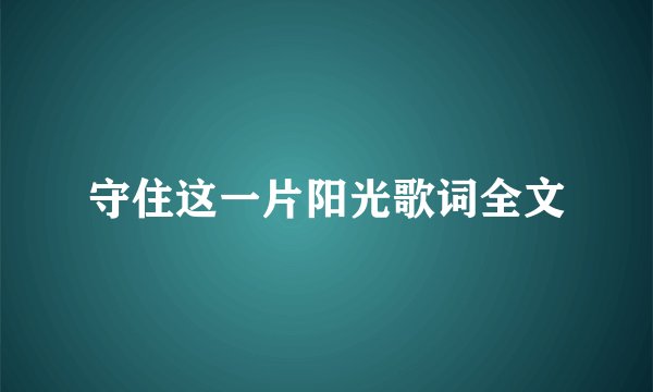 守住这一片阳光歌词全文