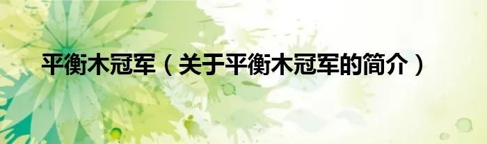 平衡木冠军（关于平衡木冠军的简介）
