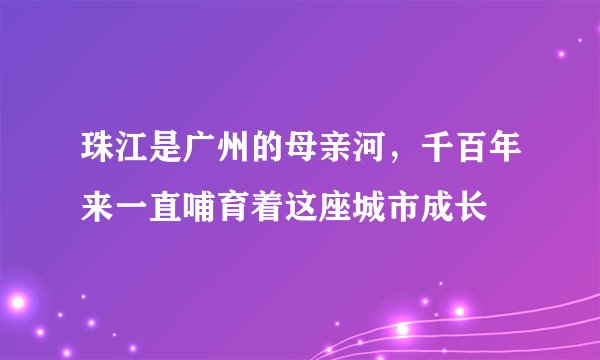 珠江是广州的母亲河，千百年来一直哺育着这座城市成长