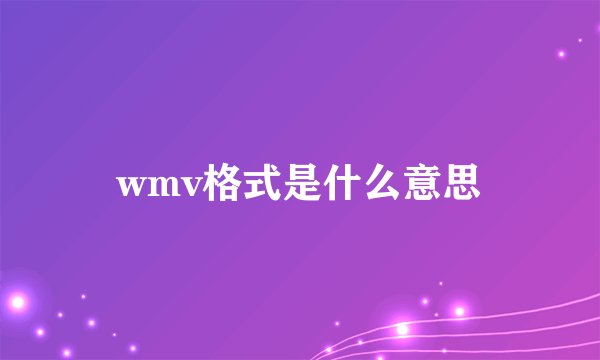 wmv格式是什么意思