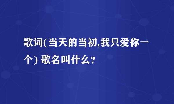 歌词(当天的当初,我只爱你一个) 歌名叫什么？